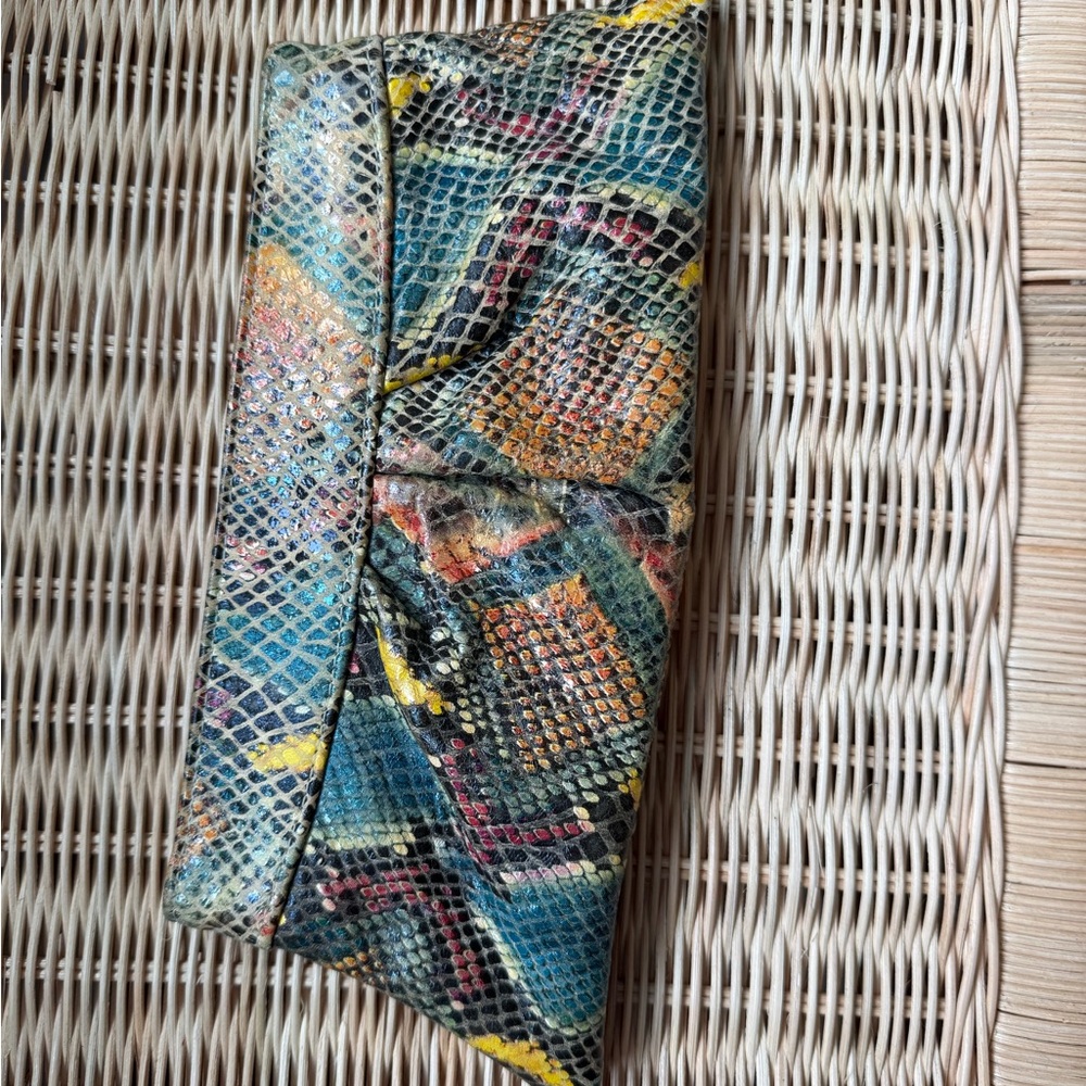 Lauren Merkin Multicolor Snakeskin Clutch